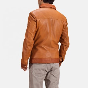 Chaqueta de Cuero Genuino para Hombre, Estilo Clásico de Motero con Cierre de Cremallera para Uso Casual y al Aire Libre - Product Image 4