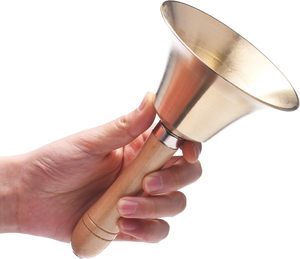 Campana de mano de latón de calidad superior con mango de madera para coordinación de eventos, meditación y control escolar - Product Image 6