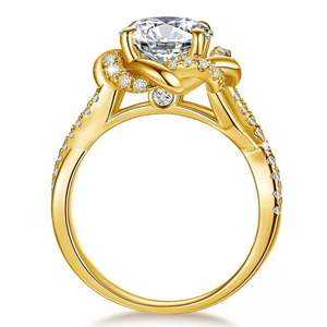 Anillo de Compromiso RITZIN con Moissanita de 3 Quilates, Estilo Elegante |   Plata de Ley 925 y Chapado en Oro Rosa |   Anillo de boda y de promesa para mujer - Product Image 2