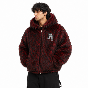 Sweat-shirts en molleton shaggy pour hommes, logo brodé personnalisé, veste à capuche entièrement zippée, poches avant, texture douce, vêtements décontractés d'hiver, USA - Product Image 1