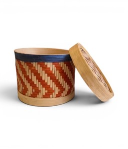 Boîte de rangement en bambou tissée à la main avec couvercle |   Organisateur décoratif, boîte à bijoux et à cadeaux - Product Image 2