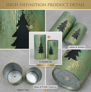 Portavelas Cilíndricos de Metal Verde con Recorte de Árbol, Decoración Navideña para el Hogar, Faroles de Metal Duraderos - Product Image 5