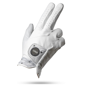 White Genuine Leather Golf Glove Right Hand Men Non-Slip <b>Hook</b> And Loop Closure Sports Custom requirements - Product Image 1