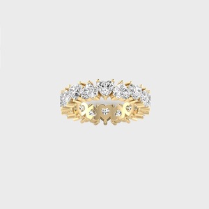 4.80CTW Heart Cut Prong <b>Set</b> Eternity <b>Ring</b> <b>Gold</b> Lab Grown Diamond Full Band Romantic Wedding Jewelry for Women - Product Image 4