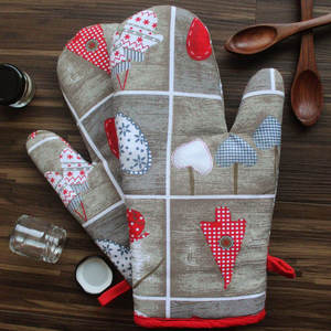 High Quality Double Oven Mitts Extra <b>Long</b> Cotton Heat Resistant for Kitchen and Baking - Product Image 3