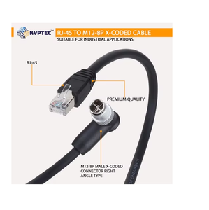 Industrial Ethernet <b>Camera</b> Cable RJ45 to M12 8P X Coded Right Angle Male Connector for Vision Systems and Automation - Product Image 1
