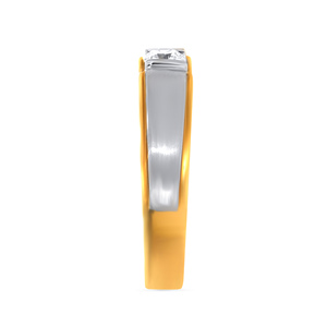 Bague Solitaire Homme Streamy Calmness Luxe Plaqué Or Jaune 18K Bicolore avec Solitaire Rond de Laboratoire pour Homme - Product Image 4