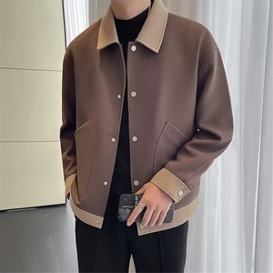 Veste en laine à revers en mélange polyester-coton personnalisée OEM pour homme, style coréen, coupe ample, tendance, polyvalente, haut de gamme, automne-hiver - Product Image 6