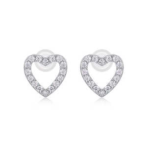 Pendientes de Plata de Ley con Forma de Corazón Geométrico y Moissanita Engastada para Mujer - Joyería de Moda para Bodas y Compromisos - Product Image 1