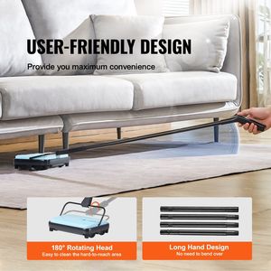 <b>Manual</b> 6.7 Inch Cleaning Width <b>Carpet</b> <b>Sweeper</b> 300ml Dustbin Capacity Easy Empty for Home Office <b>Carpets</b> Pet Hair Dust Blue - Product Image 5