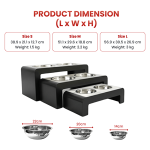 Mangeoire surélevée moderne pour animaux de compagnie, 3 tailles, en acier inoxydable, double gamelle pour chien et chat, support en bois surélevé PF027 - Product Image 2