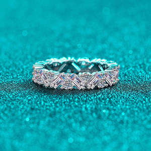 Anillos Rectangulares Biselados de Moissanita de 3mm en Plata de Ley S925, Chapados en Oro Rosa, con Engaste de Puntas, Joyería Elegante Unisex - Product Image 1