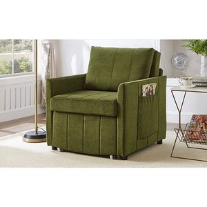 Convertible Upholstered 31.5\" Pull-Out <b>Sleeper</b> <b>Sofa</b> 5 Position Adjustable Backrest Side Pockets Storage for Home Office Use - Product Image 6