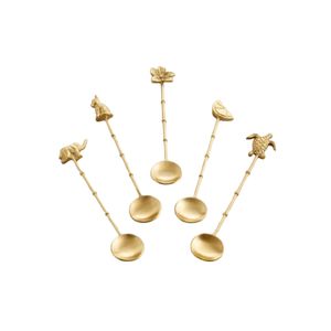 Luxury <b>Gold</b> Leaf Handle Coffee Spoon Set - Decorative Beaded Dessert & <b>Teaspoon</b> with Pearl Accents Flatware for Kitchen & Dining - Product Image 3