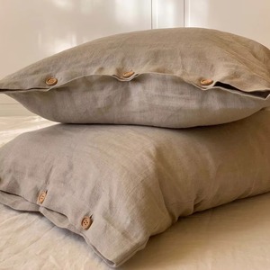 Housse de coussin en lin rectangulaire, couleur unie, fermeture à boutons, style nordique, décoration d'intérieur, housse de coussin respirante avec coutures - Product Image 1