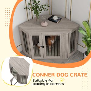 Muebles de jaula para perros de esquina de nogal de 48 \ ", mesa auxiliar interior, perrera para perros con cojín para perros medianos, casa y muebles para mascotas - Product Image 5
