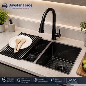 Daystar Tarde Modern Double Bowl Undermount Kitchen Sink Two Hole <b>Brushed</b> Finish Eco-Friendly SUS304 Stainless Steel Easy Clean - Product Image 4