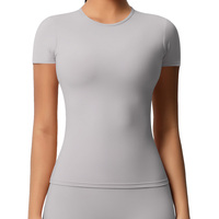 T-shirt de compression élastique pour femme, haut de gamme, manches longues, séchage rapide, respirant, écologique, pour l'exercice, le fitness, le yoga
