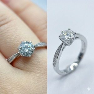 แหวนเพชรแล็บไดมอนด์ทรงกลมเจียระไนบริลเลียนต์ 1.01 กะรัต ทองคำขาว 14K เหมาะสำหรับเป็นของขวัญงานแต่งงาน งานหมั้น หรือเครื่องประดับสำหรับงานปาร์ตี้ - Product Image 2