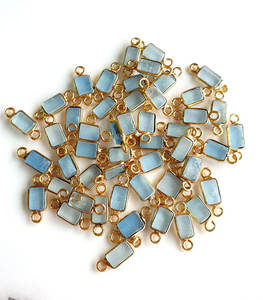 Connecteur de charme rectangulaire en pierre naturelle plaqué or pour la fabrication de bijoux, fournitures en gros en boîte - Product Image 3