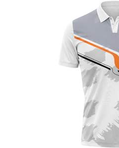Camiseta Polo Personalizada para Hombre en Gris Claro y Blanco, Manga Corta, Estampado Gráfico, Transpirable, de Poliéster, Deportiva, Casual, para Golf y Entrenamiento - Product Image 3