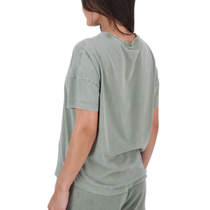 เสื้อยืดแขนสั้นผู้หญิงคุณภาพสูง ผ้าฝ้าย 100% ล้างสีแบบแอซิด ลายเรียบ ใส่สบาย ระบายอากาศได้ดี แห้งเร็ว เป็นมิตรกับสิ่งแวดล้อม รับสั่งทำ - Product Image 2