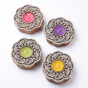 Bloques de madera florales grabados a mano para impresión, de madera de Sheesham duradera, sellos textiles reutilizables para bricolaje, cerámica, arcilla y tela. - Product Image 1