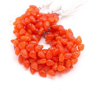 Perles de pierre précieuse en cornaline naturelle de forme feuille, sculptées à la main, pour la fabrication de bijoux, 10-11MM - Product Image 4