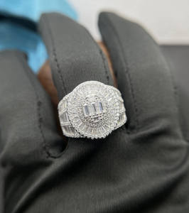 Baguette & Round Cut Moissanite Diamond Engagement <b>Ring</b> for Men Hip Hop Chunky <b>Statement</b> <b>Ring</b> 925 Silver Iced Out Style Jewelry - Product Image 5