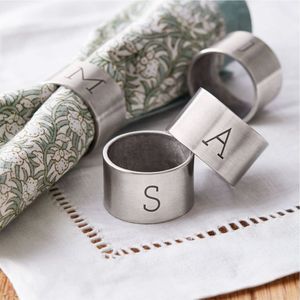 Personalized Metal Napkin Ring Set, Custom Initial Monogram Napkin Holder for Wedding Table Decor, Bulk Wholesale Dining Supply - Product Image 1