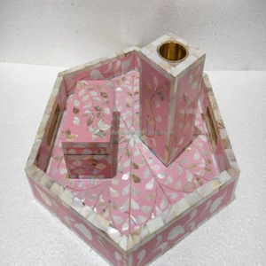 Premium Handcrafted Resin Bukhoor Set with Mother of Pearl Inlay Incense Burner Box and Decorative Tray for Home - Product Image 3