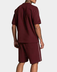 Camiseta y Pantalones Cortos para Hombre al por Mayor, OEM, Personalizados, Color Borgoña, Talla Grande, con Ribete, 100% Algodón, Transpirables, para Gimnasio y Ropa Urbana - Product Image 2