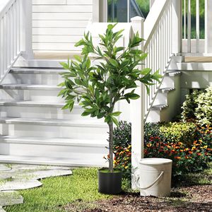 Árbol Artificial de Laurel Realista con 345 Hojas de PEVA, Planta Artificial en Maceta para Decoración del Hogar, Árboles Artificiales Verdes - Product Image 2