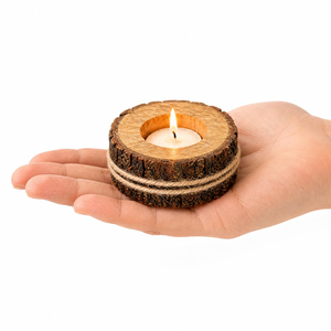 Porte-bougie rustique en bois, décoration de bougie artisanale en écorce d'arbre, support de bougie écologique, décoration d'intérieur, centre de table, décoration de mariage - Product Image 2