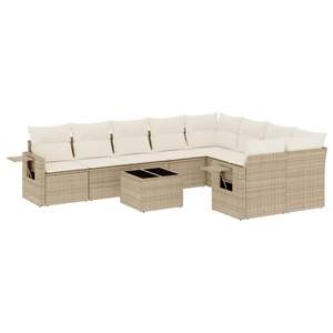 Ensemble de canapés de jardin en rotin beige avec rangement, 6 places, mobilier d'extérieur, design contemporain - Product Image 2