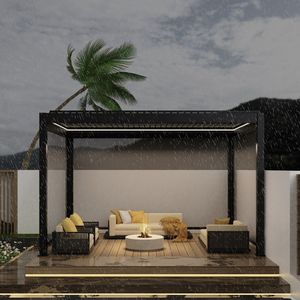 Tenda a Lamelle Motorizzata da Esterno con Luci LED e Telecomando per Patio, Giardino, Pergola e Gazebo - Product Image 6