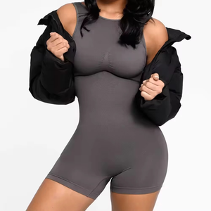 Mono sin mangas de cintura alta para mujer, color liso, control de abdomen, moldeador, ajuste ceñido, para todas las estaciones, ropa de gimnasio - Product Image 2