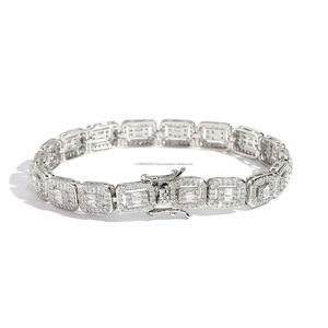 Pulsera Holográfica con Dije de Diamante Moissanita Corte Esmeralda para Hombre, Plata 925 con Baño de Rodio, Joyería de Lujo Estilo Hip Hop para Boda, Regalo para Él - Product Image 6