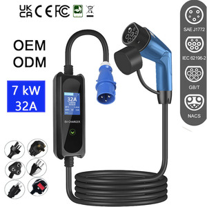 เครื่องชาร์จรถยนต์ไฟฟ้า EV พร้อม WiFi / Tuya / ควบคุมผ่านแอป  สมาร์ทชาร์จเจอร์ OEM ODM หัวชาร์จ GBT เป็น CEE  สถานีชาร์จ 7kW 32A IP55 แบบพกพา - Product Image 1