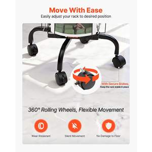 Présentoir rotatif pour cartes à 32 pochettes, support de signalisation rotatif à 360 degrés avec 4 roues verrouillables pour les expositions, les bureaux, les salons professionnels - Product Image 5