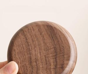 Solid Walnut Wood Coasters Natural Wooden Tea Mats Square Cup Pads with Holder Minimalist <b>Table</b> <b>Protection</b> Wood Anniversary Gift - Product Image 3