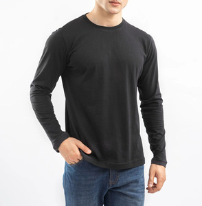 Camiseta de Manga Larga para Hombre, Tejido OEM, Cuello Redondo, Algodón Premium Suave, Ropa Casual Clásica, Fabricación en Fábrica, Calidad de Exportación - Product Image 2