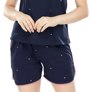 Women's Navy Blue Sporty <b>2</b> <b>Piece</b> Shorts Set Square Collar Short Sleeve Top Drawstring Casual <b>Summer</b> <b>Outfit</b> Spandex Rib Seamless - Product Image 5