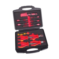Ensemble d'outils professionnel JACK WORTH JK1466A de 12 pièces isolés VDE avec outils en acier Cr-v et en acier inoxydable Rouge et noir