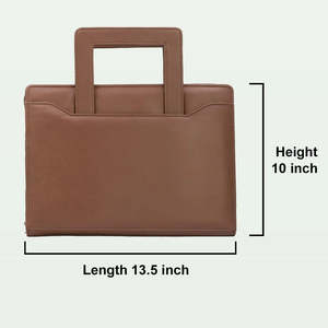 Genuine Leather Zip Around Document Portfolio Folder Executive Business Planner Organizer File Sleeve <b>Case</b> Handbag - Product Image 2