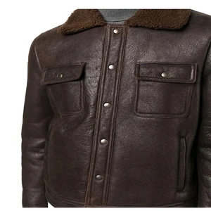 Chaqueta de Piel de Oveja Marrón Natural de Moda, Chaquetas de Invierno Ecológicas al por Mayor, Chaquetas de Cuero para Hombre, Abrigos de Piel de Oveja de Alta Calidad - Product Image 4