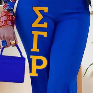 กางเกงพิมพ์ลาย Sigma Gamma Rho Sorority ทรงตรง สไตล์ลำลอง แฟชั่นสตรีทแวร์ กางเกงวอร์มพิมพ์ลายทั่วตัว รับผลิตแบบ OEM - Product Image 3