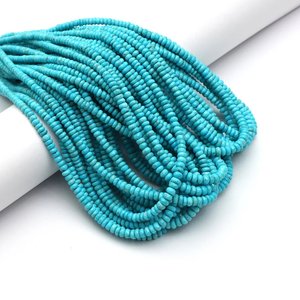 Cuentas facetadas de turquesa natural de Arizona, forma rondel, 4-6 mm, Sleeping Beauty, hilo suelto para fabricación de joyas, suministros a granel - Product Image 1