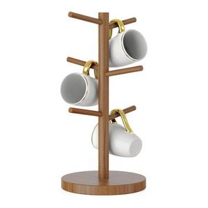 Wooden Coat Rack Stand Geometric Three-Layer Rustic <b>Storage</b> Holder for Living Room - Product Image 6