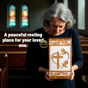 Urne funéraire artisanale en bois naturel pour cendres d'oiseaux, motif amour chrétien, boîte à cendres artistique, souvenir commémoratif par AYAANS - Product Image 2